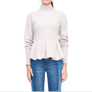 La Vie Rebecca Taylor Ivory Peplum Sweater Sz M